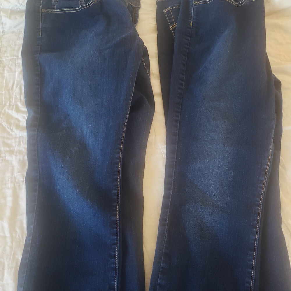 2 Levi's Dark Blue Straight Leg Women's Jeans, 16L